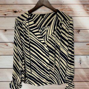 Ann Taylor Ivory Zebra Stripe Blouse Size Small